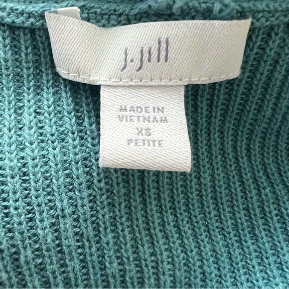 J.Jill Turquoise Ribbed V Neck Long Sleeve Knit Top Size XS - Picture 3 of 5